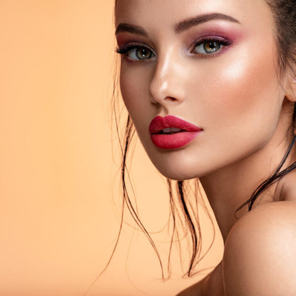 woman with red lips