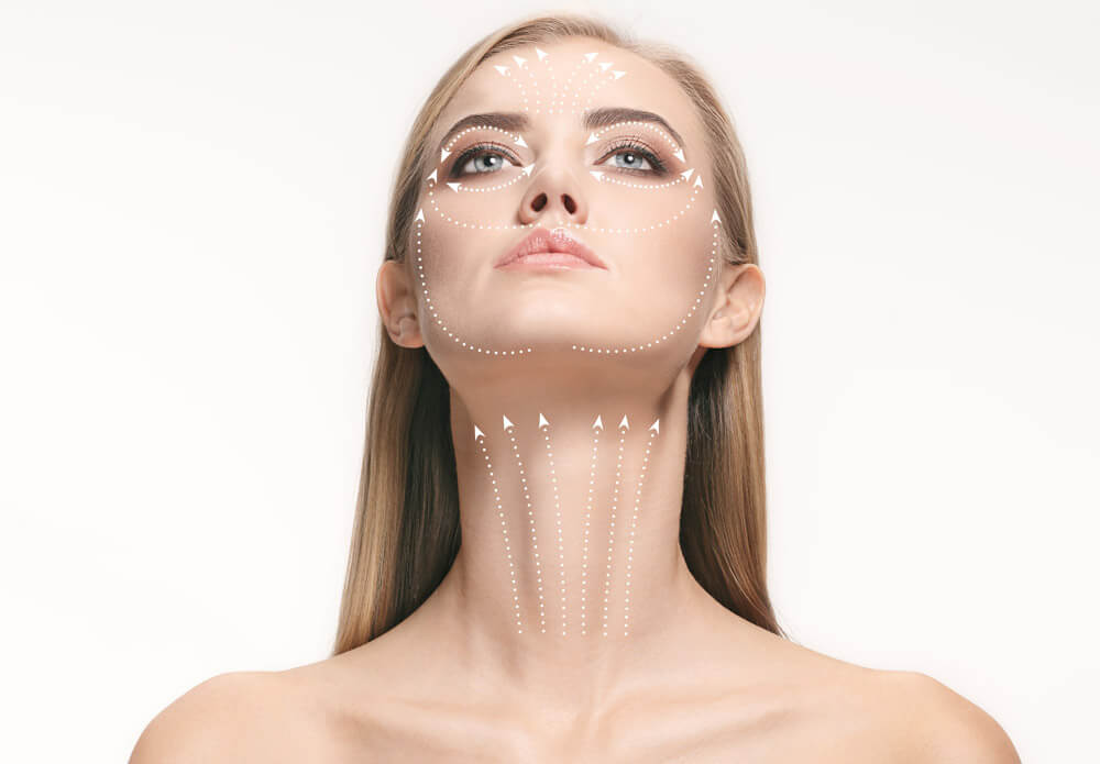 womans face with contour lines