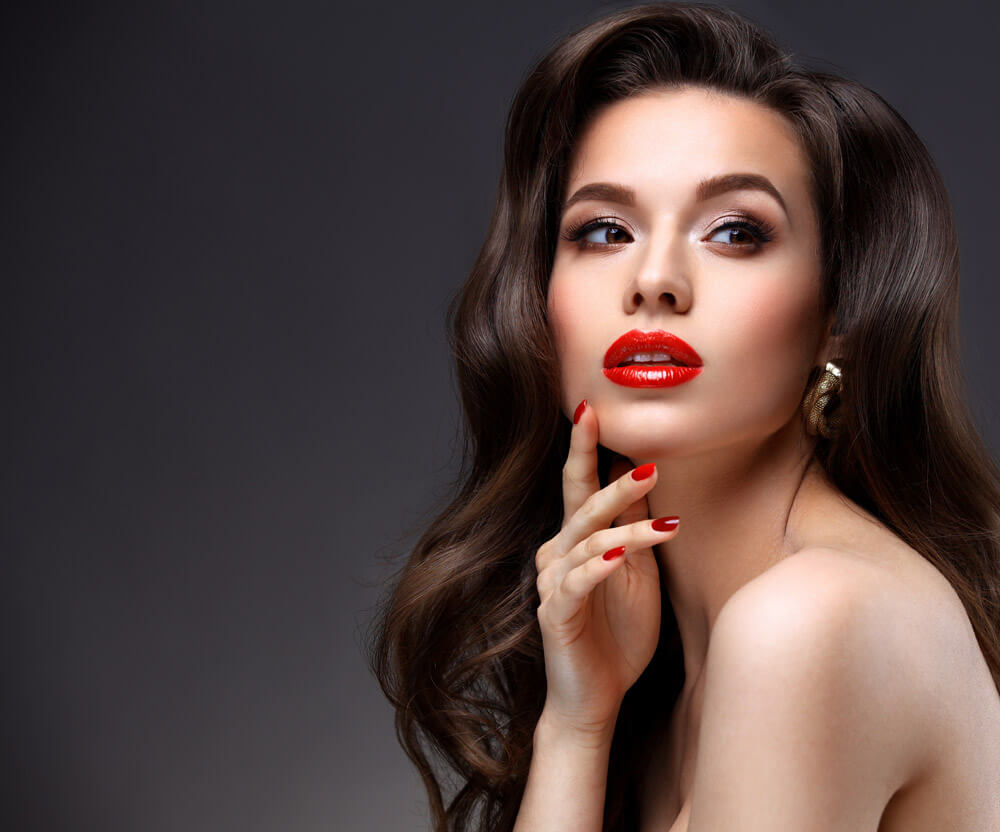 woman with red lips