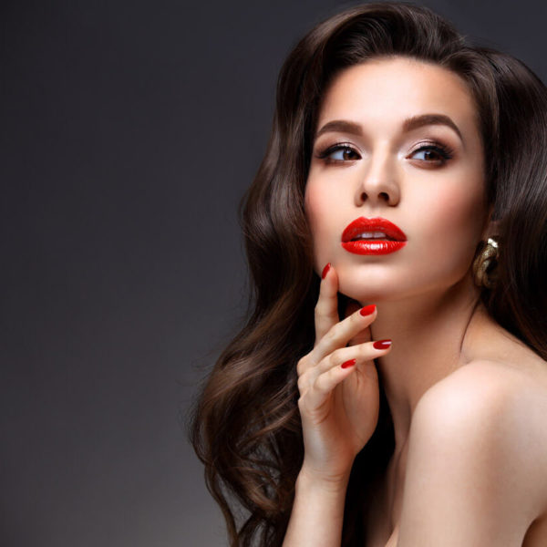 woman with red lips