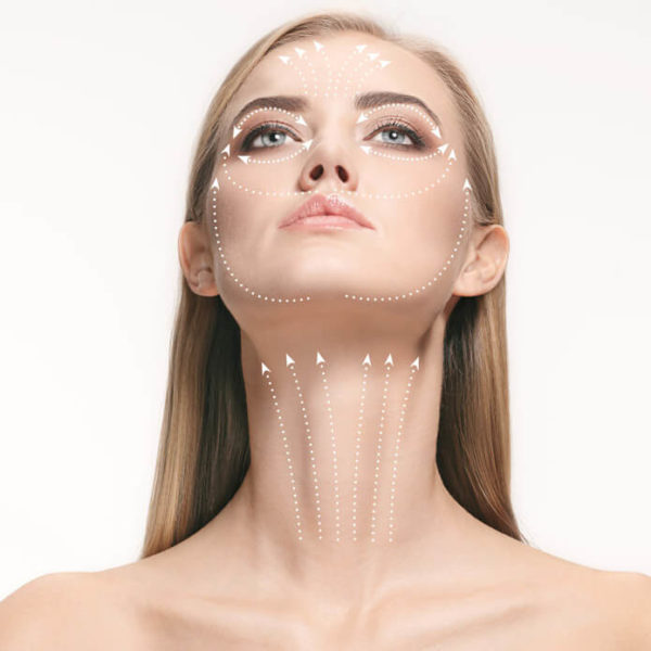 womans face with contour lines